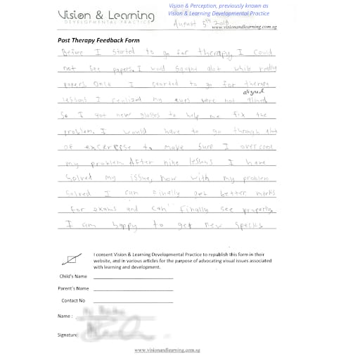 Vision and Perception Practice (Vision Therapy Singapore)