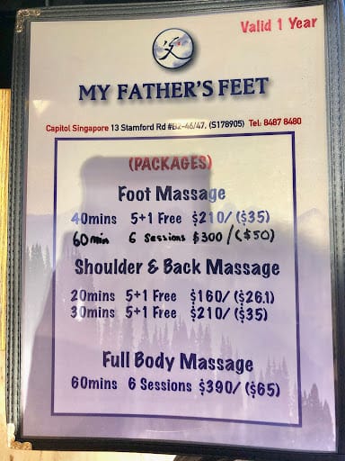My Father’s Feet (City Hall) (Capitol Singapore) - Foot Reflexology and Body massage